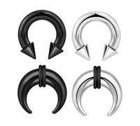 Stuppendux 4PC 8G-2G 3-6MM Septum Rings Silver Black Stainless Steel Large Gauges Earrings Stretching Kit Eyebrow Lip Septum Nose Ring Helix Tragus Daith Rook Earrings Ears Gauges Hoop 12MM 14MM 16MM