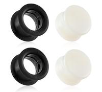 Stuppendux 4pc Stone&Silicone Mixed Ear Tunnels Stretchers Expander Gauges Double Flared Flesh Ear Piercing Jewelry for Women Men 4G-13/16, Stone, no gemstone