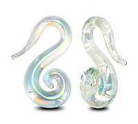 Stuppendux Seahorse Shape Ear Glass Spiral Tapers Plugs Tunnels Expander Hanger Gauges Earrings Stretching Body Piercings Jewelry Gauges 8g-2g, 6mm, Glass