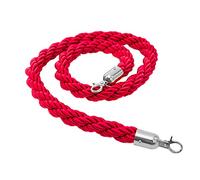 Sturdy 1.2" Thick Red VIP Queue Rope with Silver Hooks - 9ft/274cm & 2ft/60cm Hemp Rope for Event Crowd Control, Movie Theater, and Party Use
