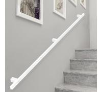 Sturdy 17FT Wall-Mounted White Metal il, Non-Slip Wrought Iron ir Rail for Indoor/Outdoor irs, Safe Grab Bar for 6FT, 9FT, 13FT, 15FT, 18FT Steps