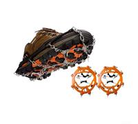 Sturdy 18-Tooth Crampon System with Steel Chains and Cold-Flexible Rubber for Hiking Mountaineering and Winter Walking (10-Orange)
