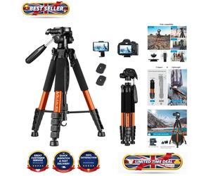 Sturdy 182 cm Tripod with Swivel Head & Quick Release for Photography & Video