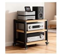 Sturdy 2/3/4/5-TierAV Media Stand - Black & Beige Audio/Video Storage Cabinet for DVD Players Record Players TV Boxes - L55xW50xH49cm