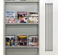 Sturdy 4-Piece Black Stainless Steel Shelf Guard Rail Set, 39in Fall Prevention Bar for Barn Door, Magazine Rack, Wine Cabinet, Bookshelves - Durable Metal Front Fence