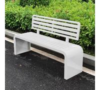 Sturdy 59in Steel Frame Outdoor Patio Bench with Backrest - 1102 Lbs Capacity White Garden Seat for Porch, Lawn, Balcony - Ideal for Relaxing and Enjoying the Outdoors