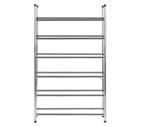 Sturdy 6-Tier Shoe Organizer Rack, Chrome Finish Adjustable Shoe Stand, Stacking Shoe Storage For 36 Pairs Premier Housewares Silver One Size