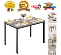 Sturdy 70 x 110 cm Industrial Dining Table, Heather Greige & Ink Black Finish
