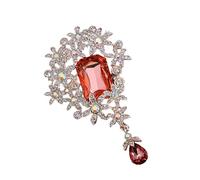 Sturdy Alloy Flower Brooch Crystal Accent Craft Formal and Daily Details Sophisticated Vintage Floral Brooch for Women, One Size As Described