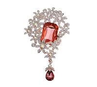 Sturdy Alloy Flower Brooch With Crystals Accent Handcraft Detailing Formal And Everyday Wear Sophisticated Ladies Party Wedding Statement Brooch, One Size, as described