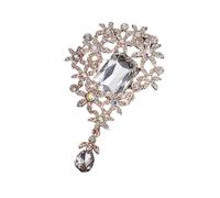 Sturdy Alloy Flower Brooch With Crystals Accent Handcraft Detailing Formal And Everyday Wear Sophisticated Ladies Vintage Floral Brooch Women