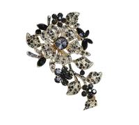 Sturdy Alloy Flower Brooch With Crystals Accent Handcraft Detailing Formal And Everyday Wear Sophisticated Ladies Flower Brooch For Women