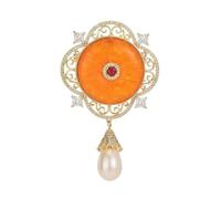 Sturdy Alloy Rhinestones Bridal Brooch Featuring Droplet Pearls Intricate Filigree Craftsmanship For Celebrations Traditional Collar Brooch
