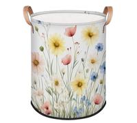 Sturdy and Easy-to-carry Laundry Basket - made of Thickened Polyester Fiber Fabric, Suitable for Storing Clothes, Pet Supplies and Baby Items, Dreamy Watercolor Wildflowers