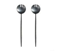 Sturdy and Elegant 2pcs Long Handle Salad Forks Crafted from Premium 304 Stainless Steel Material (Black)