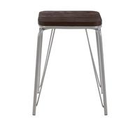 Sturdy And Reliable Metal and Elm Small Wood Stool, Small Square Stool, Accent Wooden Stool for Home Premier Housewares Grey One Size