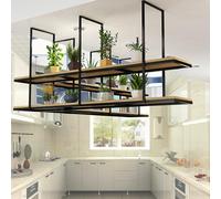 Sturdy Anti Fall Ceiling Shelf for Hanging Plants & Kitchen Storage Floating Overhead Rack for Pots Pans & Bar Essentials (130x30x80cm)