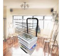 Sturdy Art Drying Rack - Metal Space-Saving Design with Lockable Wheels Ideal for Drying Paintings and Protecting Artwork Perfect for Artists and Crafters