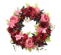 ＡＷＨＡＯ Sturdy Artificial Peony Wreath for The Front Door, Garland, Flower Arrangement for Bedroom, Red