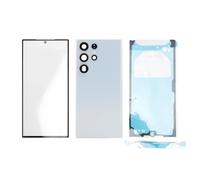 Sturdy Back Glass Cover and Front Screen Replacement Kit for S23 Ultra 5G with Pre Installed Camera Lens (White)