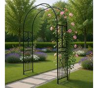 Sturdy Black Iron Garden Arch Trellis for Climbing Plants Rustproof Outdoor Arbor with Base Elegant Wedding & Garden Decor 102.4"x15.8"x90.6" (260x40x230cm) - Perfect for Vines & Flowers