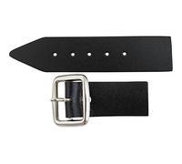 Sturdy Black Kilt Strap and Chrome Buckle with Leather Tab - 1.25 Inch (3cm) Wide