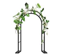 Sturdy Black Metal Garden Arch - Adjustable 80cm to 350cm Wide Trellis for Climbing Plants & Vines, Elegant Round Wedding Arbor, Durable Heavy-Duty Steel, Perfect for Outdoor Decor (L280xW40xH220cm)