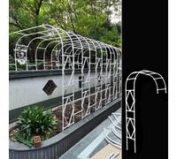 Sturdy Black Metal Garden Arch for Climbing Plants 240cm High Rose Trellis Outdoor Decoration Support for Vines Backyard Lawn Landscape (White)
