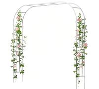 Sturdy Black Metal Garden Arch Trellis7.9FT Steel Pergola for Climbing Plants Outdoor Wedding Arbor Lawn Party Decoration Versatile Ceremony Arch (White Green)