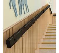 Sturdy Black Metal Stair il 3cm Narrow Easy-Grip Railing 6ft 7ft 8ft 10ft Sizes Wall-Mounted Support for Indoor/Outdoor Safety (Color: Silver)