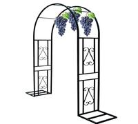 Sturdy Black Wrought Iron Garden Arch for Climbing Plants Easy Assemble Trellis for Vegetable Support 7.5ft High x 10ft Wide Outdoor Entryway Decor Garden Gateway