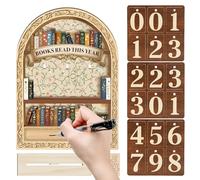 Sturdy Book Counter Tracker, Modern Aesthetic Wooden Sign, Wooden Book Tracker Reading Decor with Stylish Finish, Reading with Compact Design, Heat Resistant Metal Grid, Educational