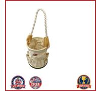 Sturdy Canvas Tool Bag Bucket with Hard Bottom and Rope Handle for Worksite