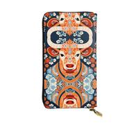 sturdy cattle Printed leather wallet, 7.5 x 4.1-inch long credit card holder, portable travel cash wallet