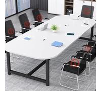 Sturdy Conference Table for Office Wooden Seminar Room Desk with Adjustable Foot Pads & Threading Box Modern Black Computer Table (120x80x75CM)