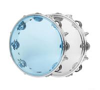 Sturdy Construction of the 10 Inch Handheld Tambourine Ensures Long Lasting Performance in Music (Blue leather)