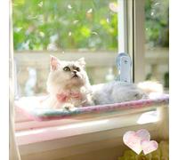 Sturdy Cordless Cat Window Perch - Cute Gradient Cat Hammock with Suction Cups & Movable Hooks, Wide View, Foldable & Washable, Metal Frame, Stylish Window Cat Bed for Indoor Cats (Multicolour, Large)