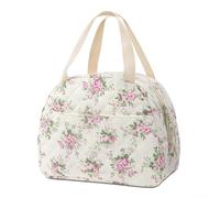 Sturdy Cotton Cooler Bag 27x22cm for Work(Stitchbase flower)