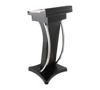 Sturdy Curved Metal and Solid Wood Podium Stand - Stable Lectern for Speaking at Events