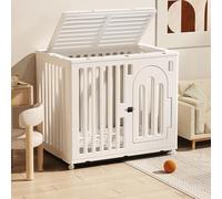 Sturdy Dog Crate for Small & Mum Dogs - Portable Plastic Pet Kennel with Wheels & Escape Lock, Easy Assembly, Perfect for Puppy Training & Travel