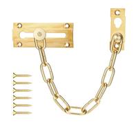 Sturdy Door Chain Lock, Heavy Duty Brass Chain Locks, Metal Door Latch Lock, Thickened Security Doors Chains Locks with 6 Screws for House Apartment Office Front Inside Doors, Gold