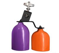 Sturdy Double Cowbell with Adjustable Mounting Bracket, Perfect for Music Ensembles (Purple Orange)