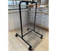 Sturdy Double-Sided Metal Art Drying Rack - Mobile Wire Shelf Storage for Artwork 50 Shelves Ideal for Art Studios & Classrooms Durable Steel Display Stand