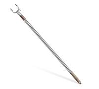 Sturdy & Durable Telescopic Closet Hook - 1.5 Meters (59in) Steel Clothes Pole, Suitable for Wardrobe, Clothes Line & Hanger - Brown