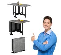 Sturdy Foldable Dining Table, Drop Leaf Design, Black/White/Grey Wood with Support Bracket, Versatile for Kitchen, Restaurants, Cafes, Patio, RV, 120cm/47in