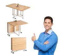 Sturdy Folding Dining TableDrop Leaf Design in Black White Grey Wood with Support BracketSpaceSaving Table for Restaurants Cafes Patio RV100cm (39.4in)