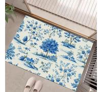 Sturdy Front Entrance Doormats, Jungle Trees Welcome Mat, Country Style Non Slip Easy Clean Entryway Mat Suitable For Bathroom, Living Room Kitchen 40 X 60 Cm, Blue