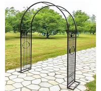 Sturdy Garden Arch for Climbing Plants, Metal Rose Arbor Pergola for Outdoor Balcony 1.4m 1.8m 2.6m 3.4m - Natural Color, Size: 220cm x 230cm