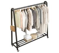 Sturdy Garment Rack with Shelves & Universal Casters Freestanding Coat Stand for Linen Drying (Black 60cm/24in) - Perfect for Home or Commercial Use