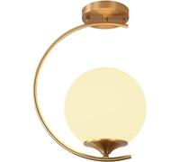 Sturdy Gold Iron Moon Shape Ceiling Lamp Creative Semi Flush Mount Ceiling Light Glass Lampshade with Creamy White Ceiling Lamp Safety Dome Ceiling Lighting Fixture for Bedroom